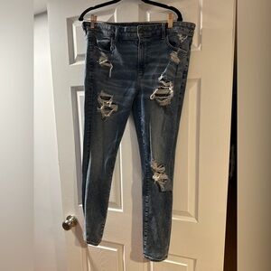 American Eagle Outfitters Blue Ripped Skinny Jeans Modern Style